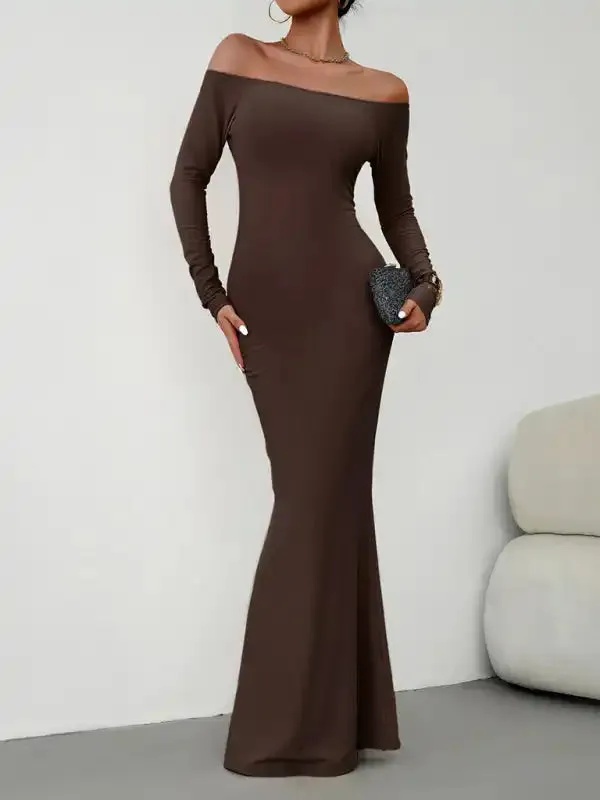 Fashion women’s new sexy and elegant slim one-shoulder dress