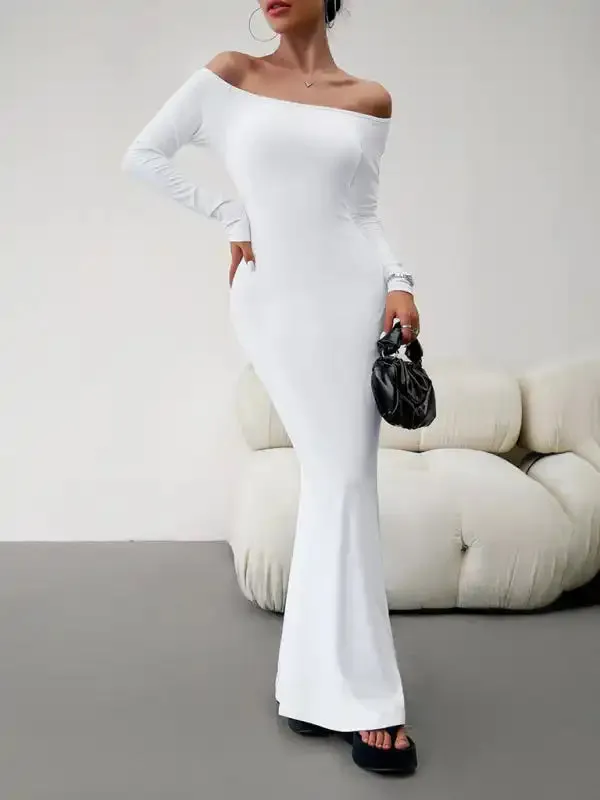 Fashion women’s new sexy and elegant slim one-shoulder dress