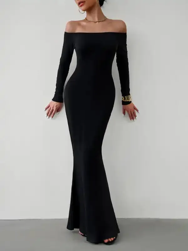 Fashion women’s new sexy and elegant slim one-shoulder dress