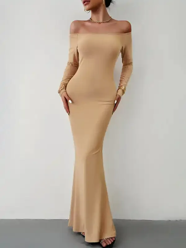 Fashion women’s new sexy and elegant slim one-shoulder dress