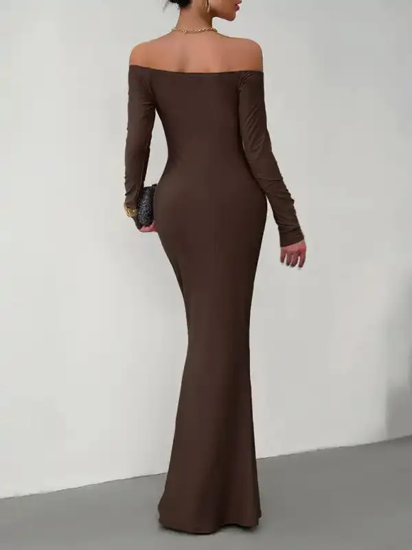 Fashion women’s new sexy and elegant slim one-shoulder dress