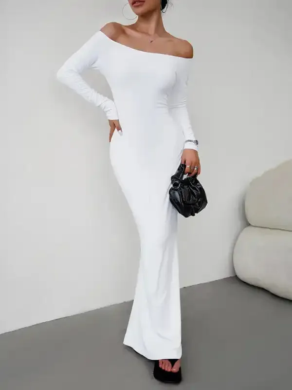 Fashion women’s new sexy and elegant slim one-shoulder dress