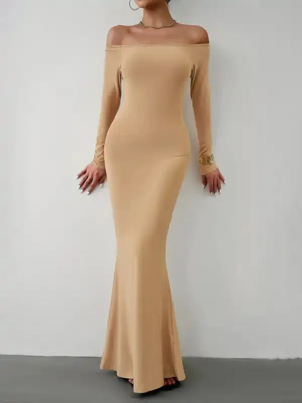 Fashion women’s new sexy and elegant slim one-shoulder dress