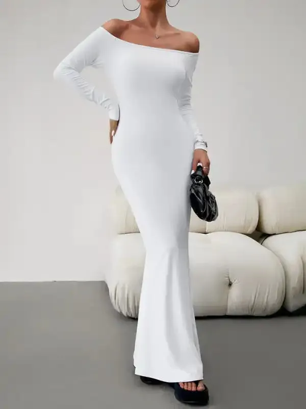 Fashion women’s new sexy and elegant slim one-shoulder dress