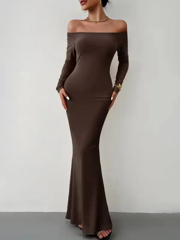 Fashion women’s new sexy and elegant slim one-shoulder dress