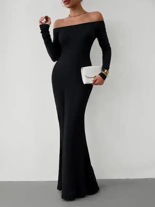 Fashion women’s new sexy and elegant slim one-shoulder dress