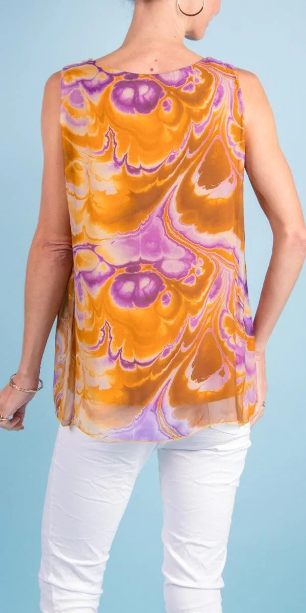 Fernanda Swirl Silk Top