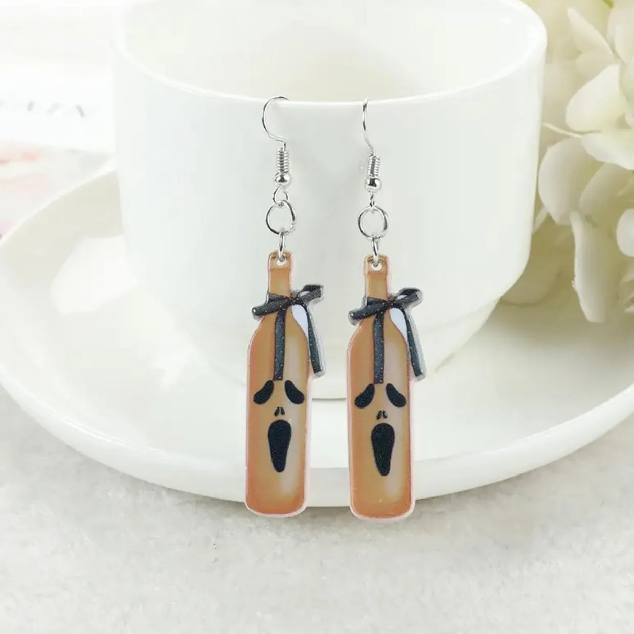 Halloween Bottle Earrings - Halloween Earrings, Wine Earrings, Halloween Accessories, Halloween Earrings, Wine Bottle Earrings, Wine Accessories