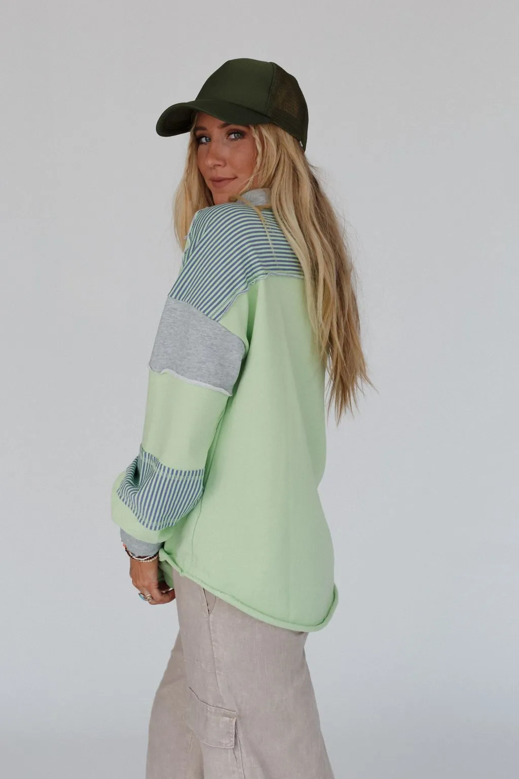 Harmony Haze Henley Top - Mint