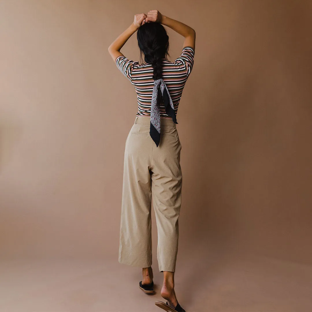 Heather Khaki Bow Belt Pants