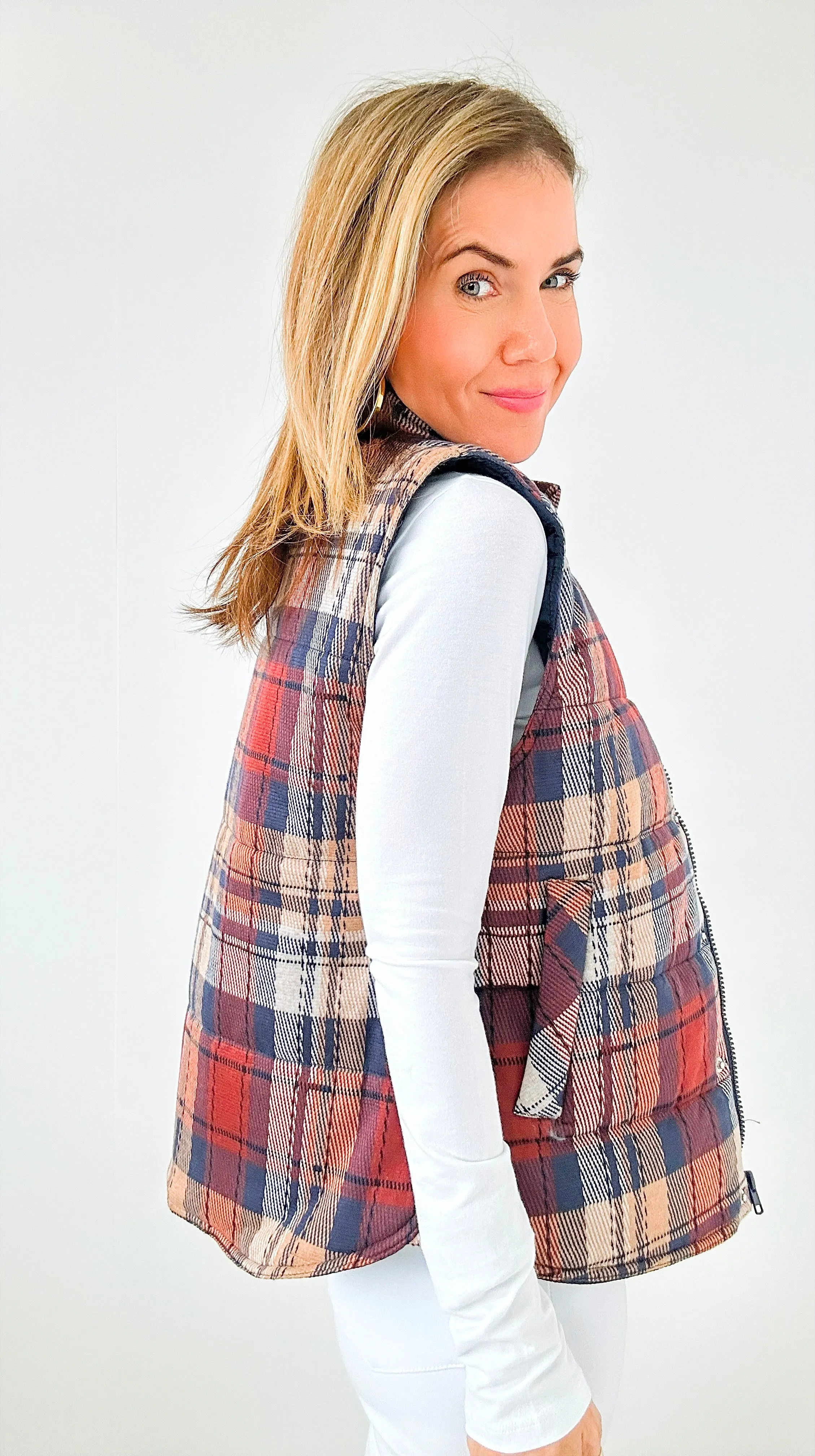 Highland Plaid Puffer Vest