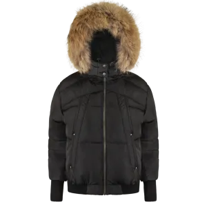 Highline Black Teen Bomber with Fur