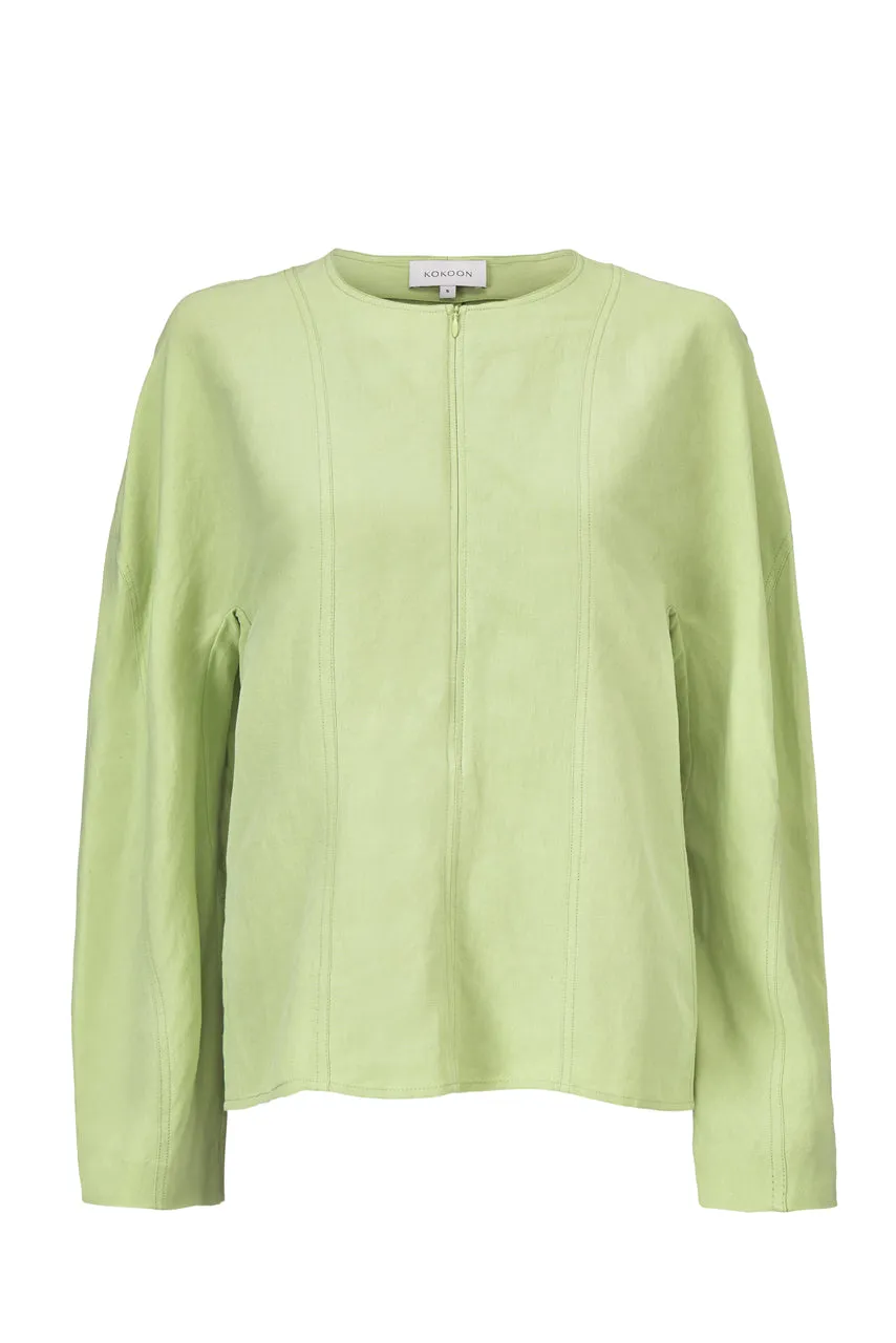 JULIANNA BLOUSE - LIME - SILK/LINEN