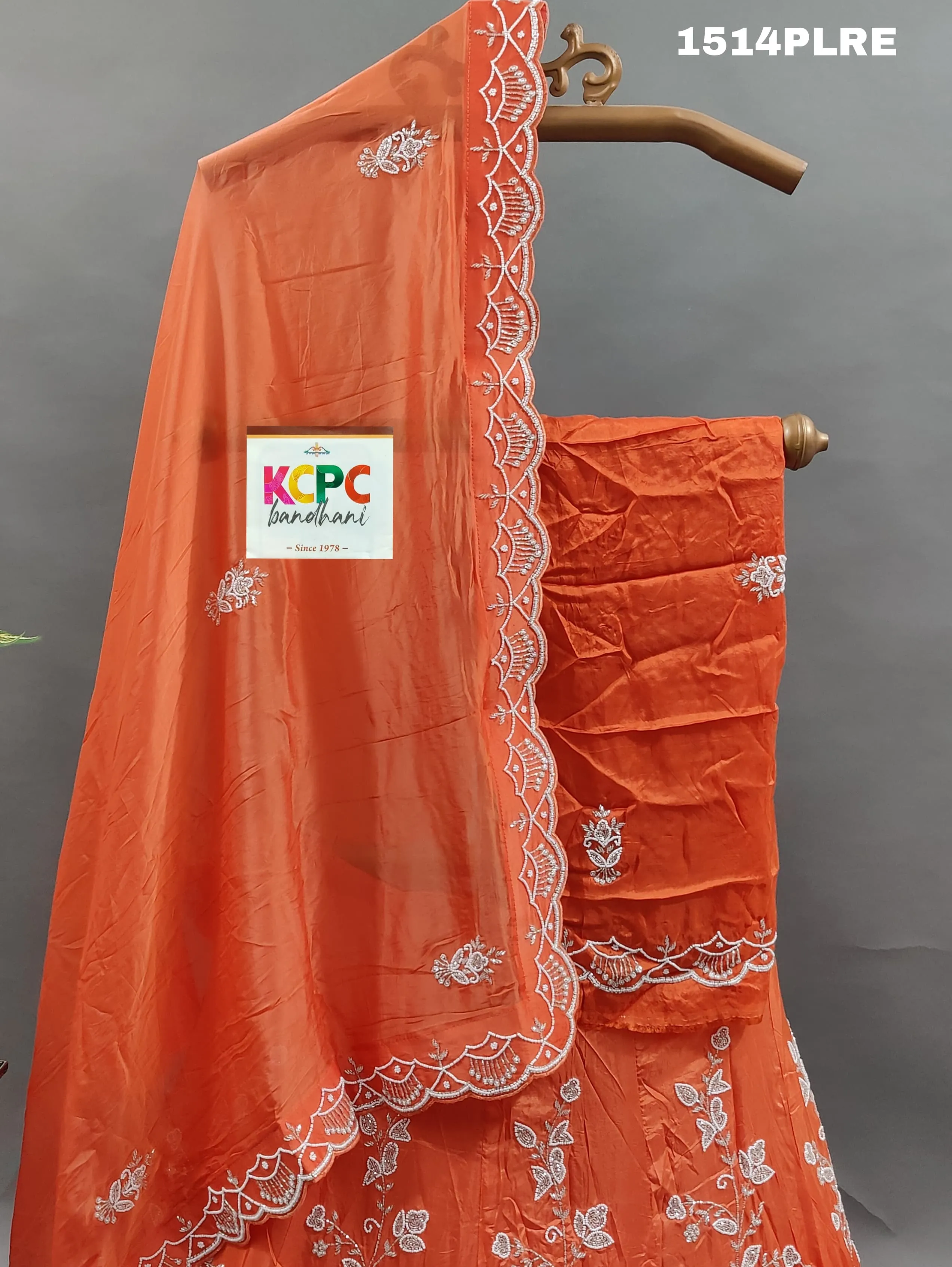 KcPc New Beautiful Designer Pure Upada Silk with white Cutdana Beads work Lehenga ,MAD