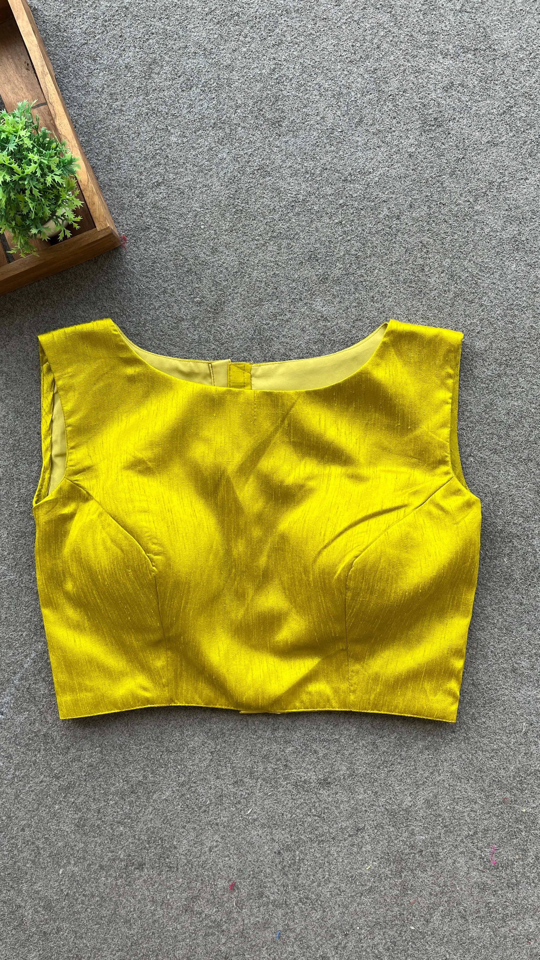 Lime Yellow silk sleeveless blouse