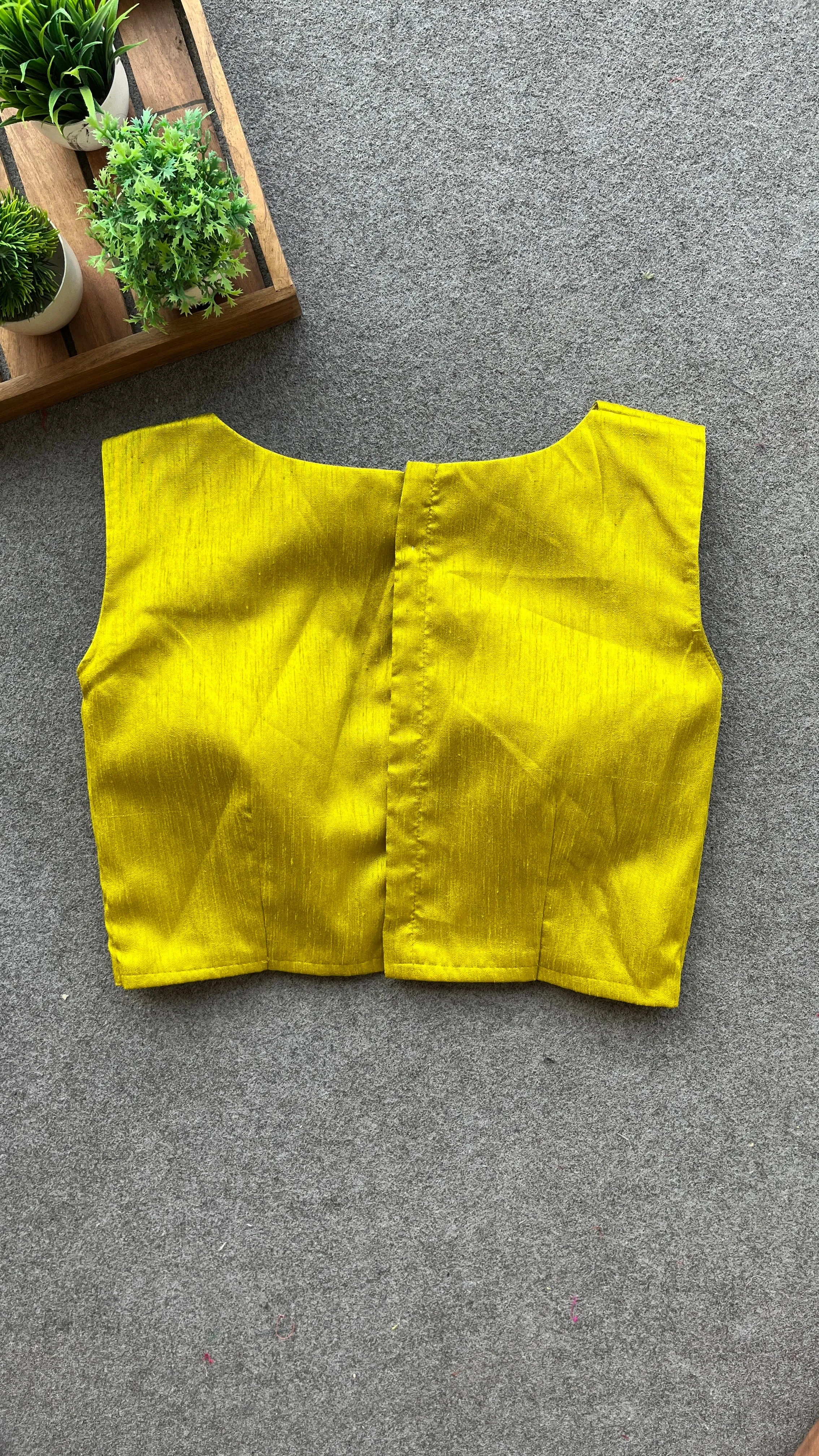 Lime Yellow silk sleeveless blouse