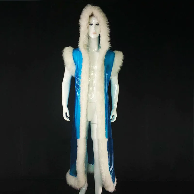 Long Pu Leather Fur Stitching Performance Costume Cosplay Anime