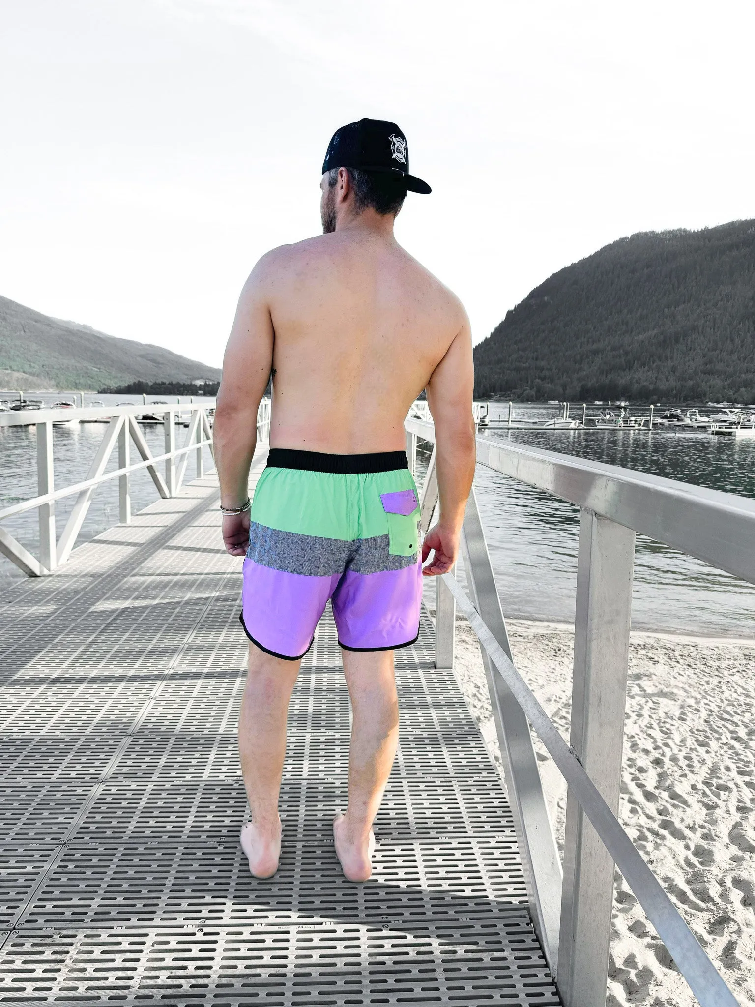 Men's Block Swim Short - Neon Green