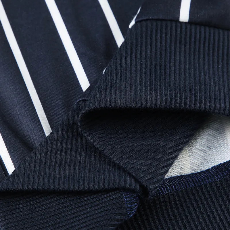 Oversized Striped Polo Sweatshirt