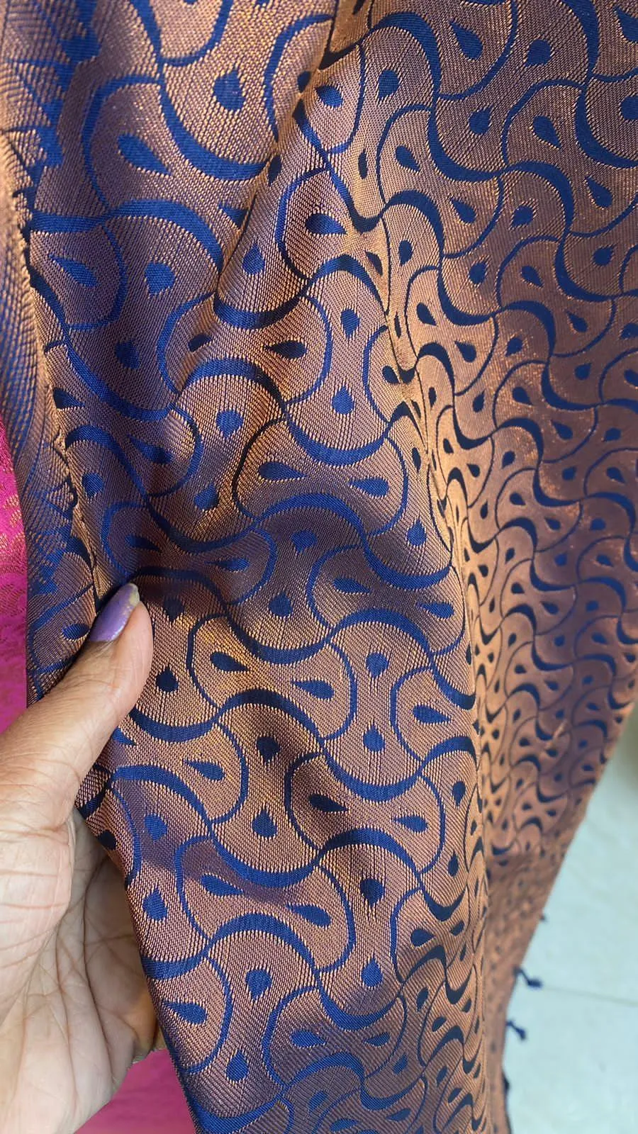 Pink and Blue soft Silk saree with blouse