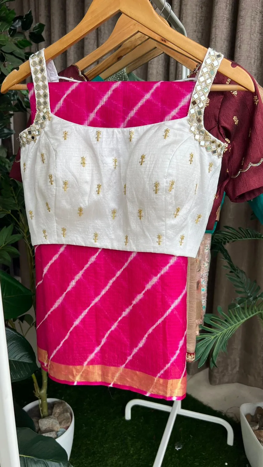 Pink kota designer saree with handwork blouse