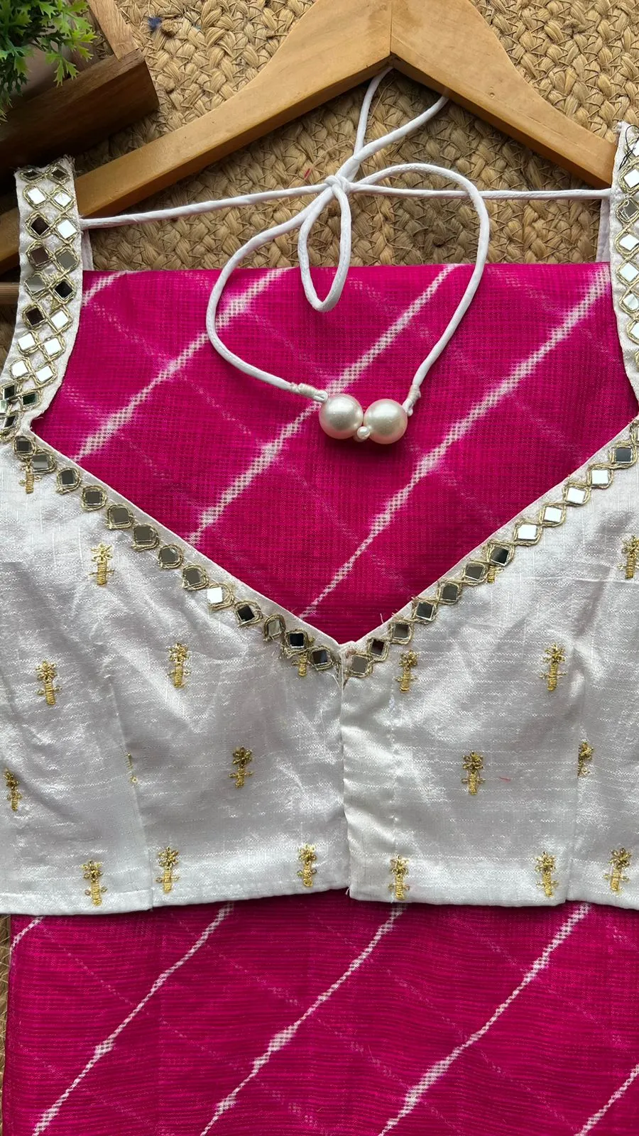 Pink kota designer saree with handwork blouse