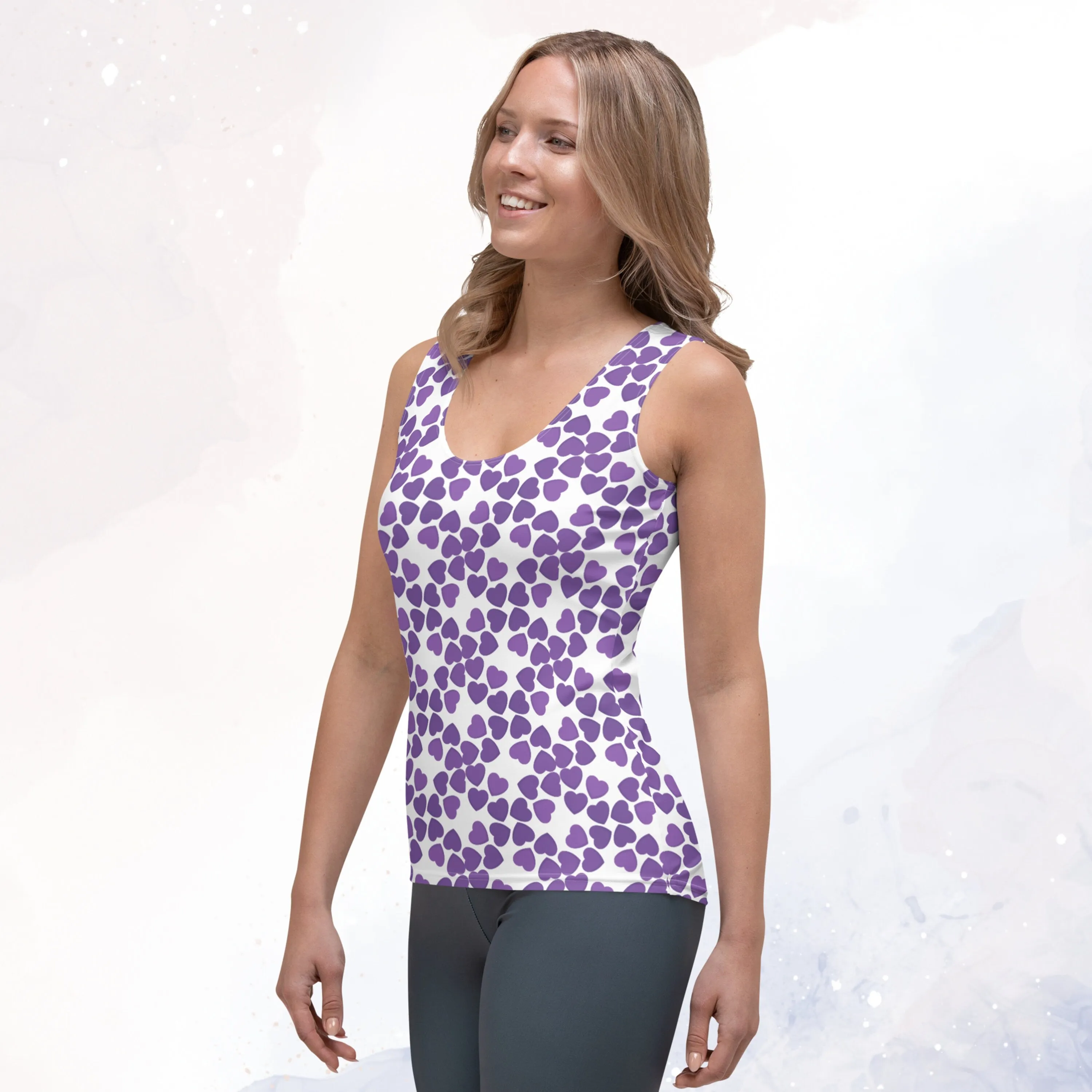 Purple Hearts Valentine Sublimation Tank Top