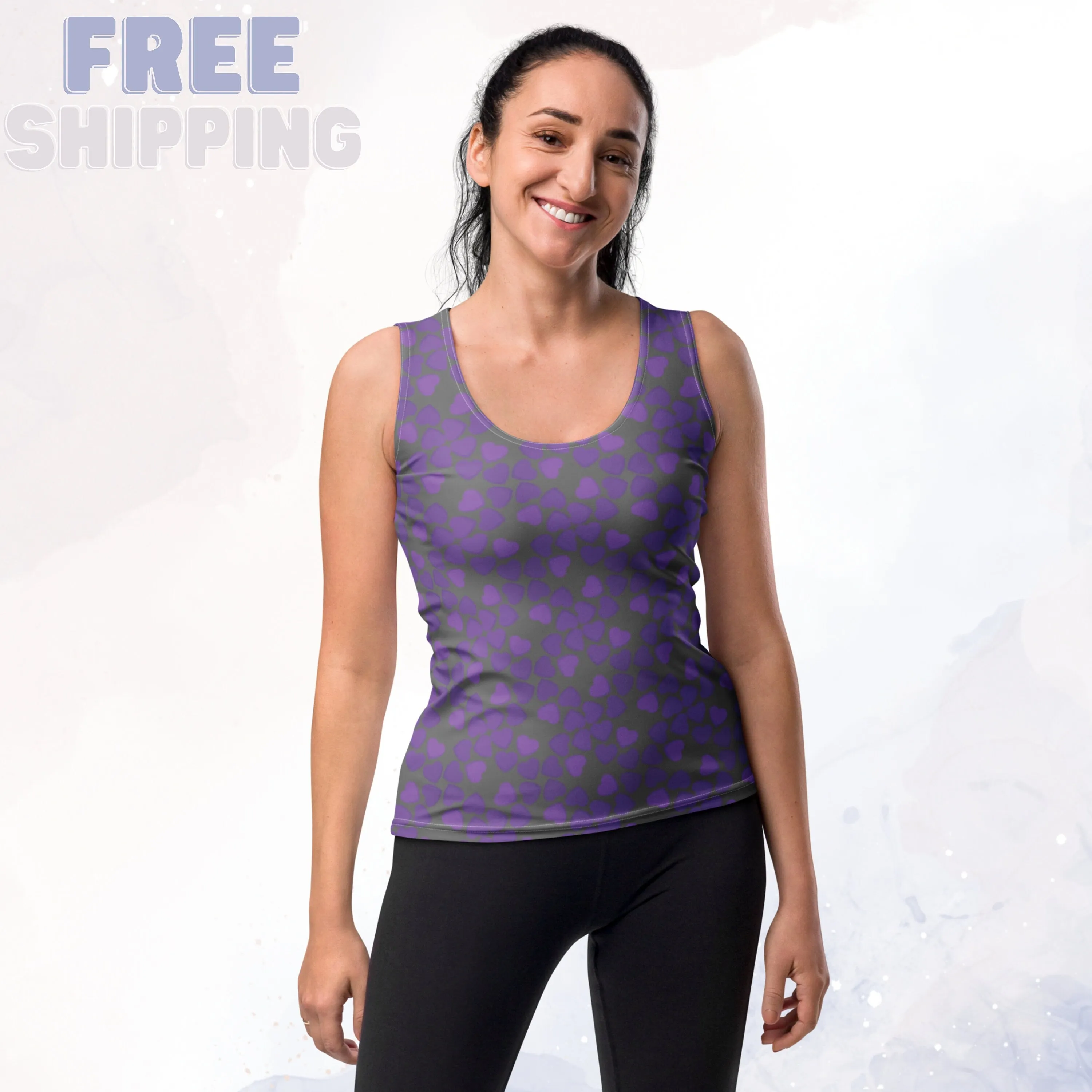 Purple Hearts Valentine Sublimation Tank Top