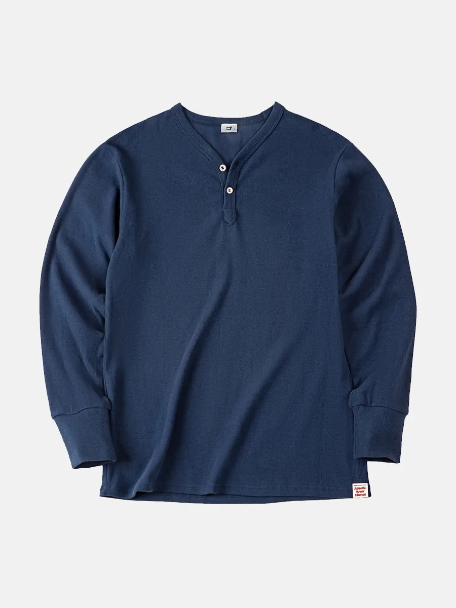 "Y" Collar Long-Sleeve Henley Shirt