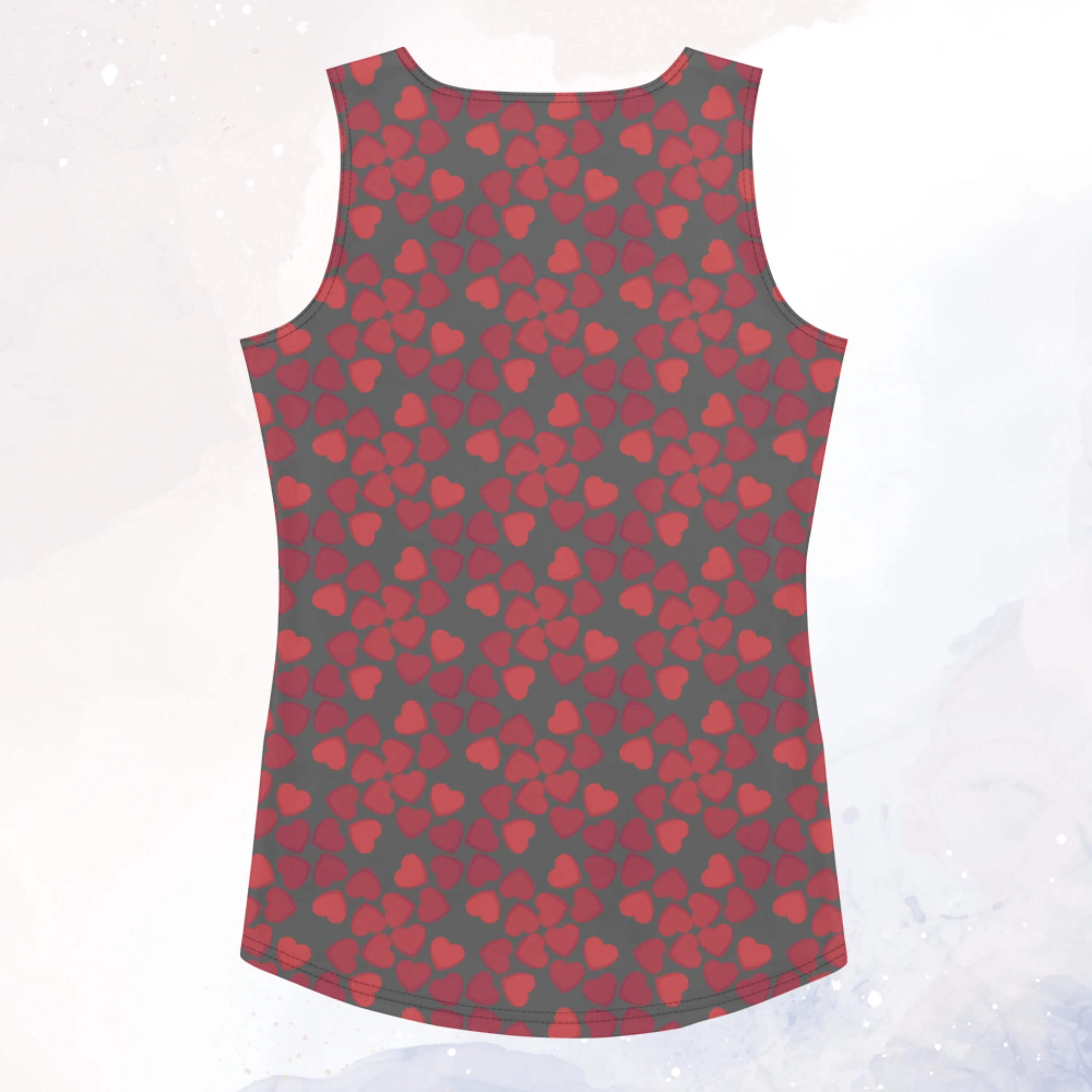 Red and Grey Hearts Sublimation Tank Top