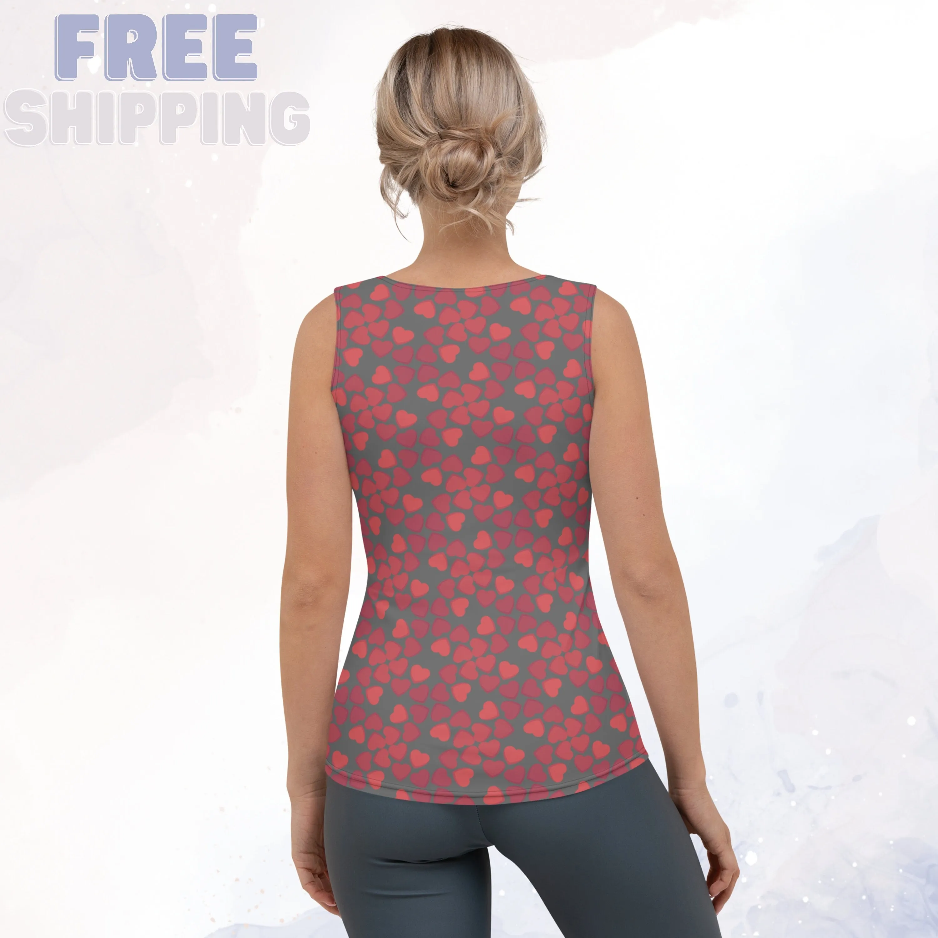 Red and Grey Hearts Sublimation Tank Top