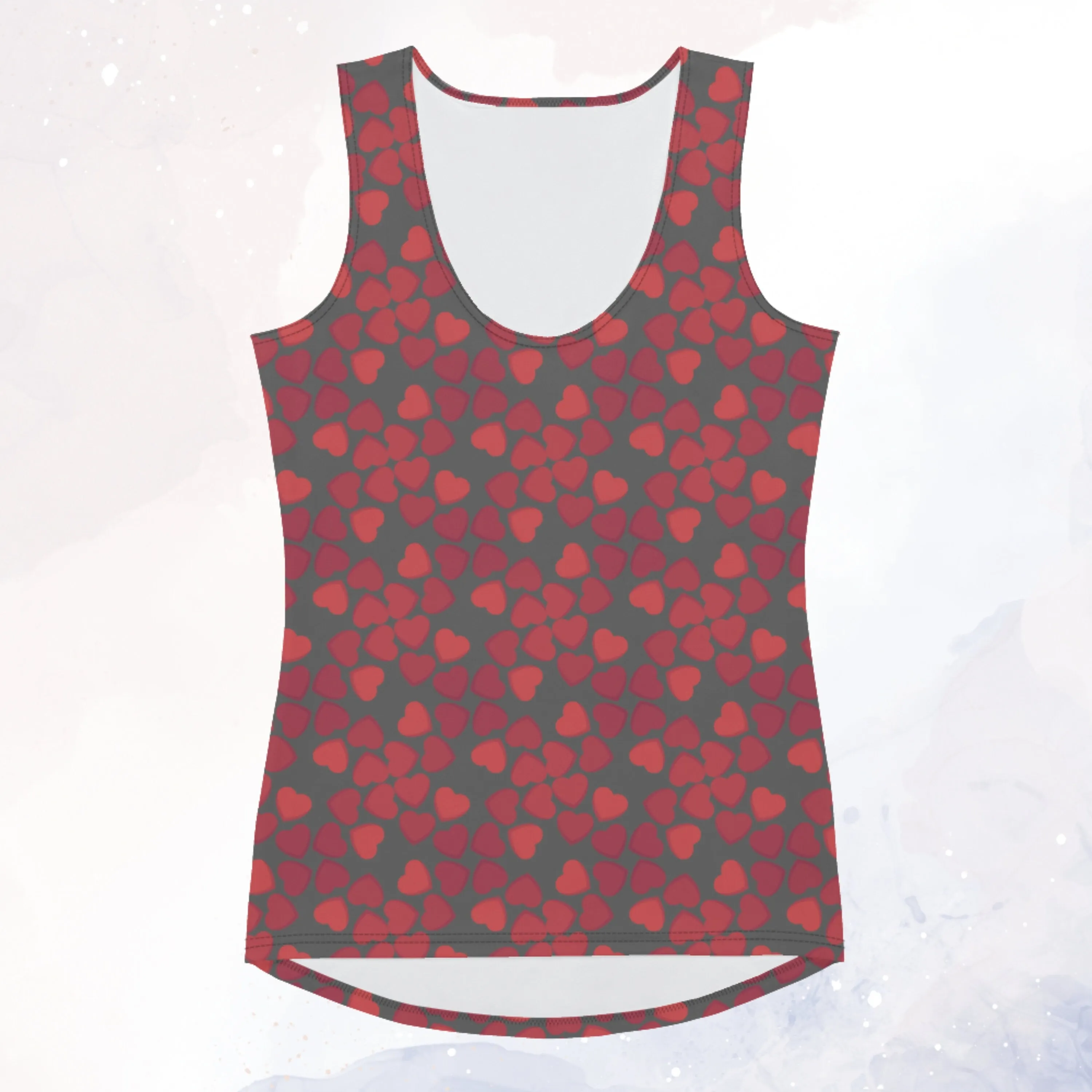 Red and Grey Hearts Sublimation Tank Top