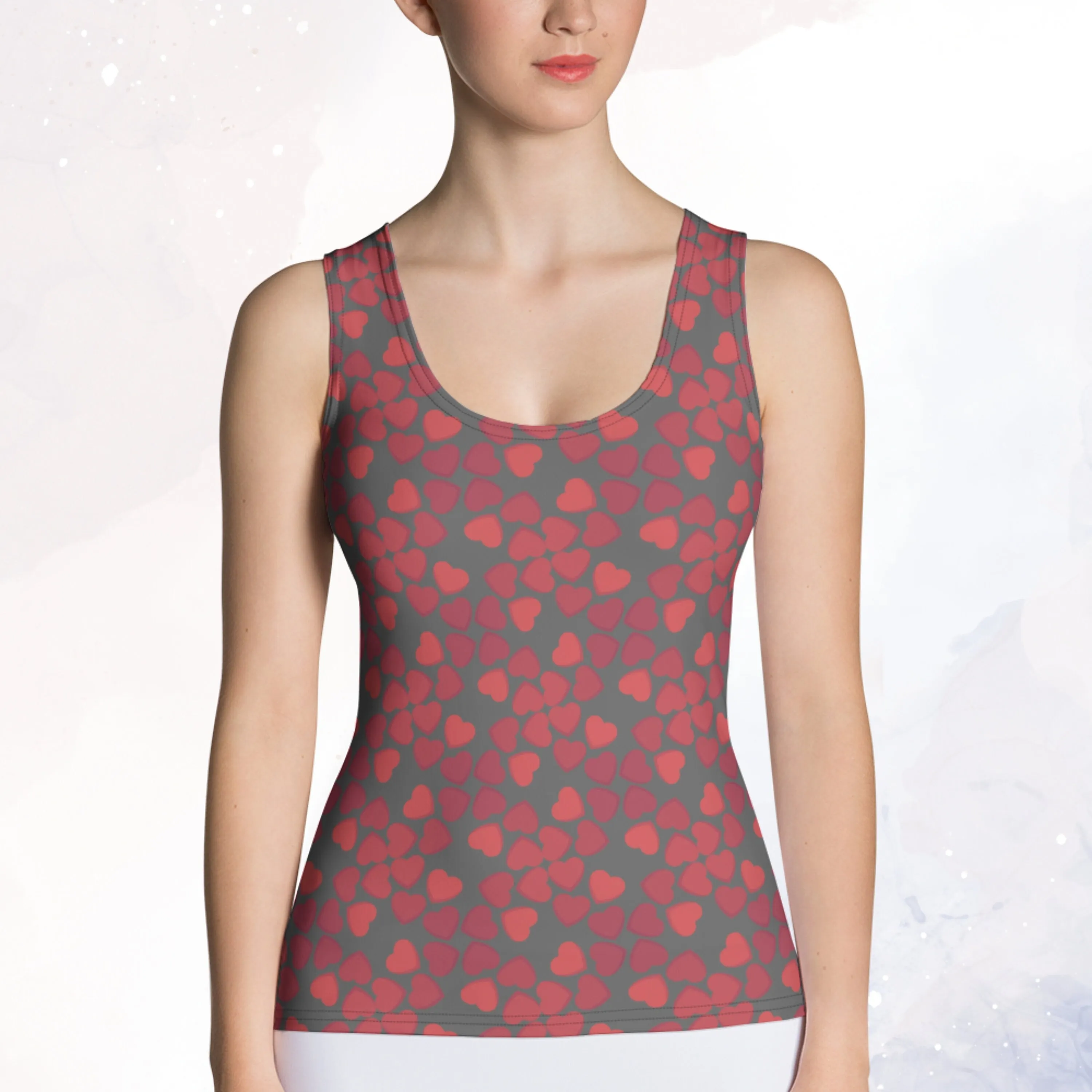 Red and Grey Hearts Sublimation Tank Top