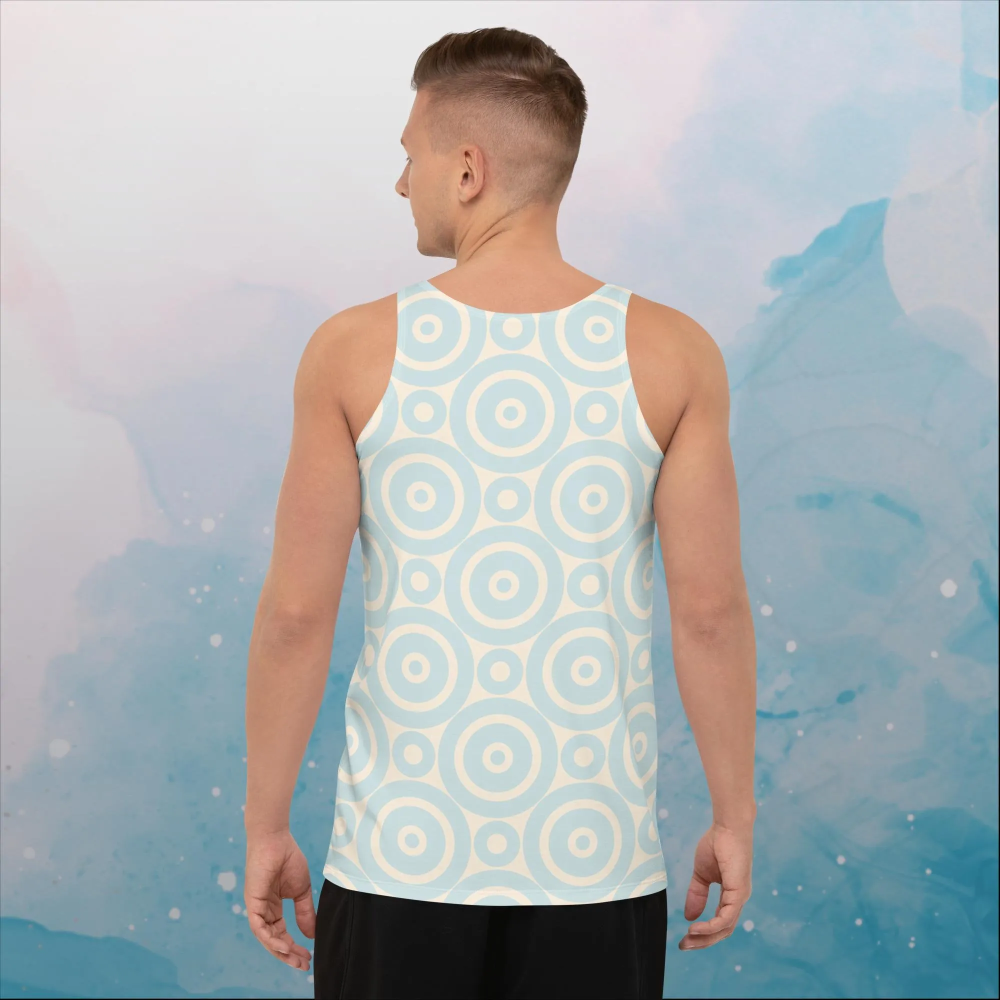 Robins Egg Blue Printed Target Circles Unisex Tank Top