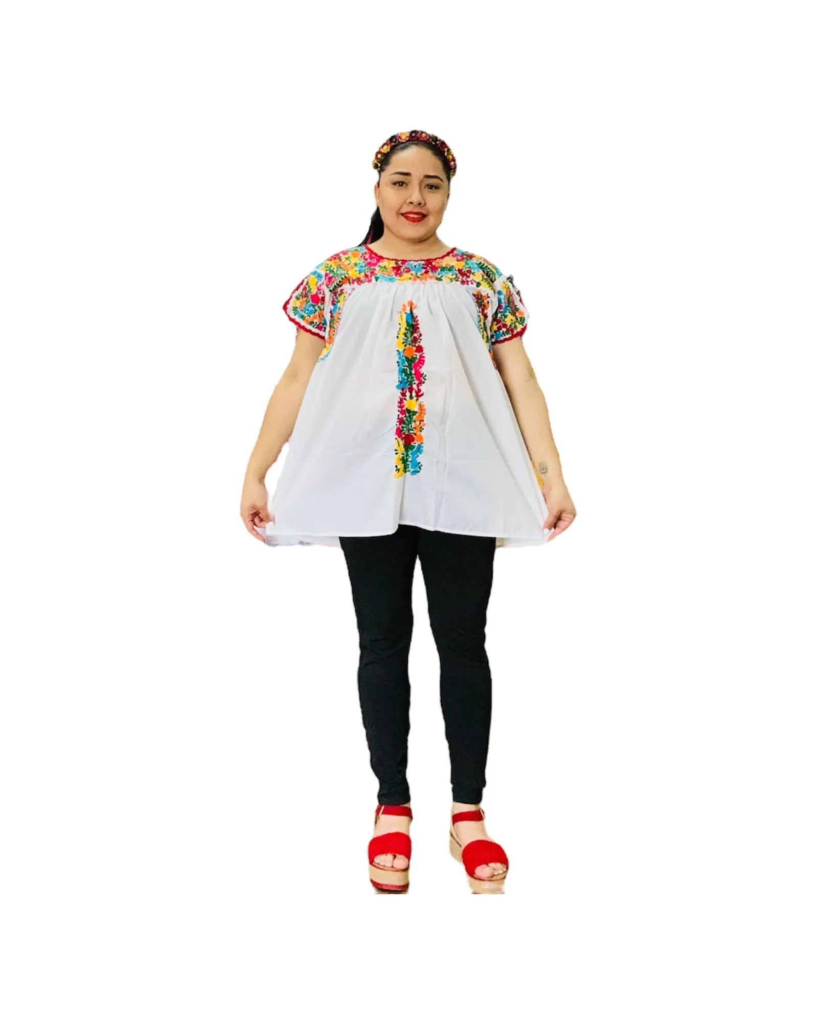 San Antonino Mexican Gala Blouse with Cotton Embroidery