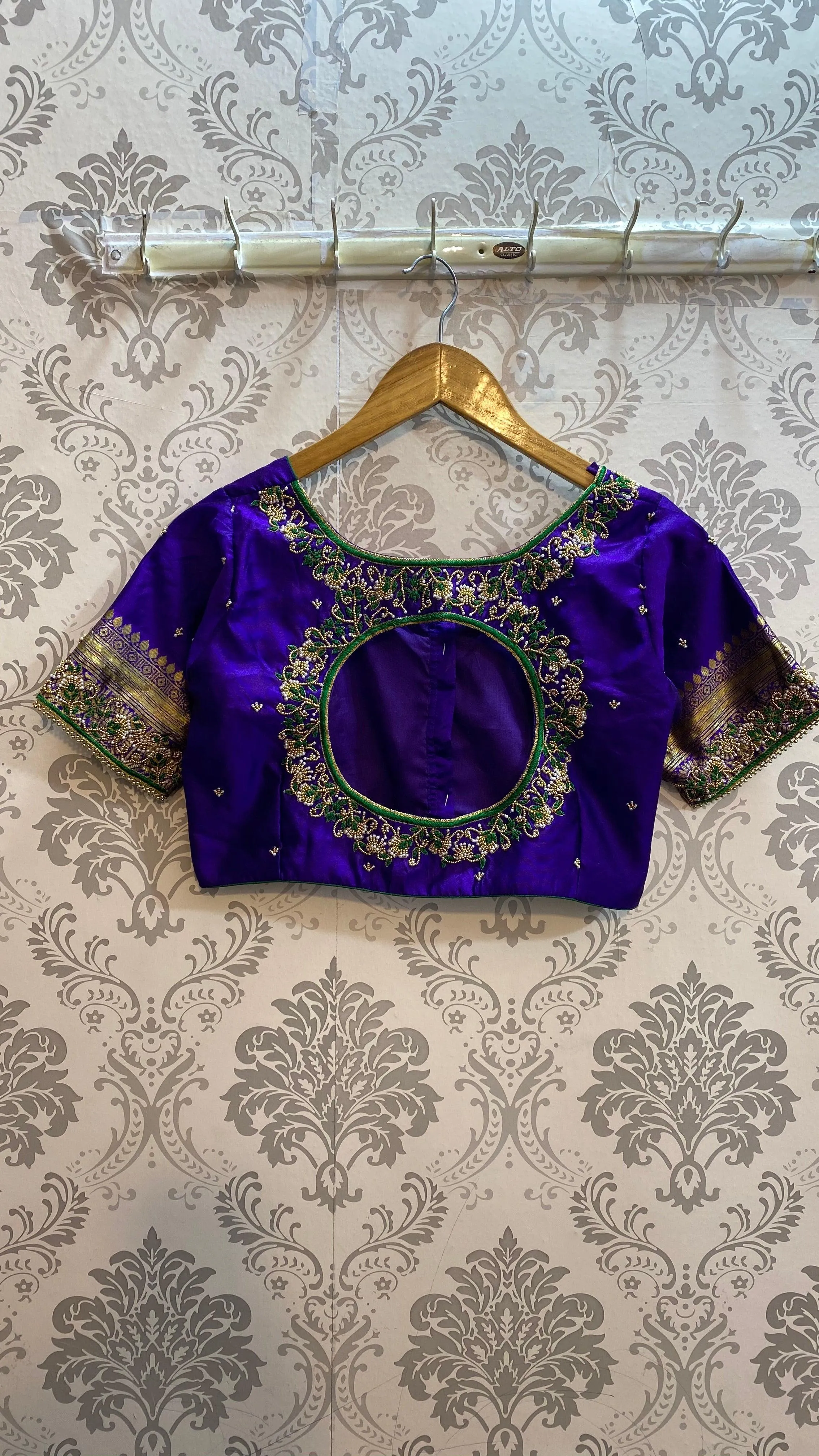 Silk blouse hand work design 1007