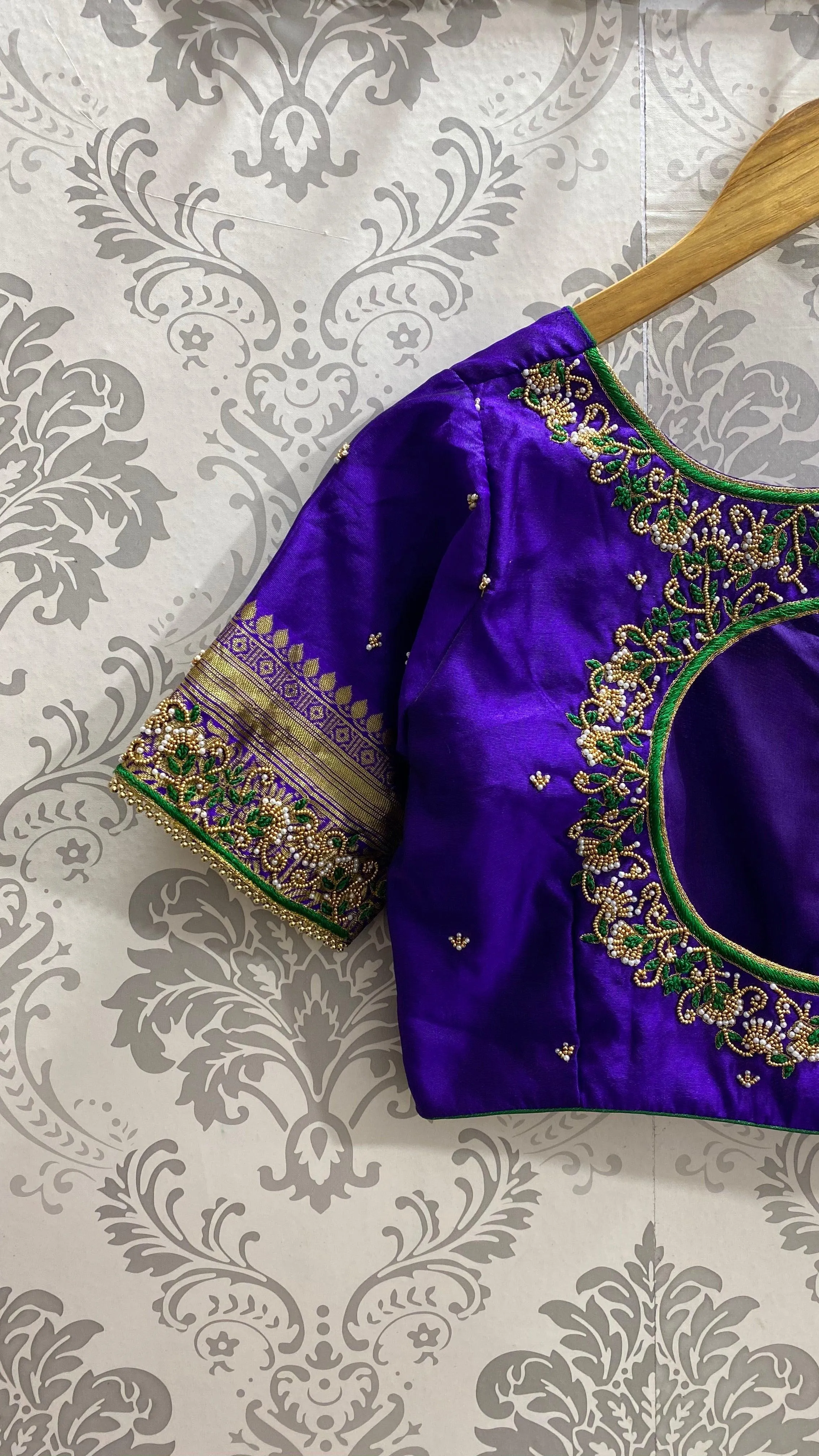 Silk blouse hand work design 1007