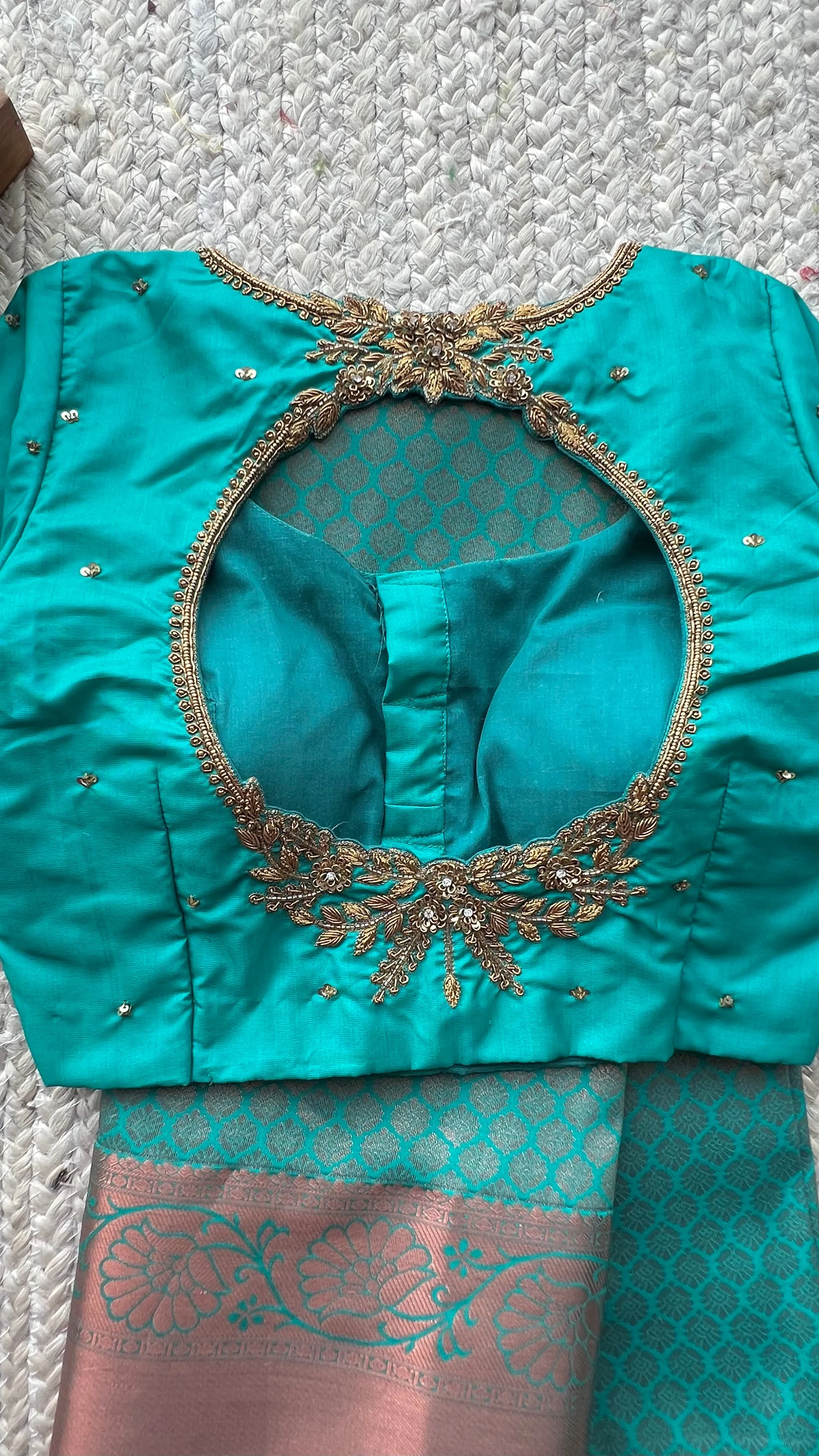 Silk blouse hand work design 1023