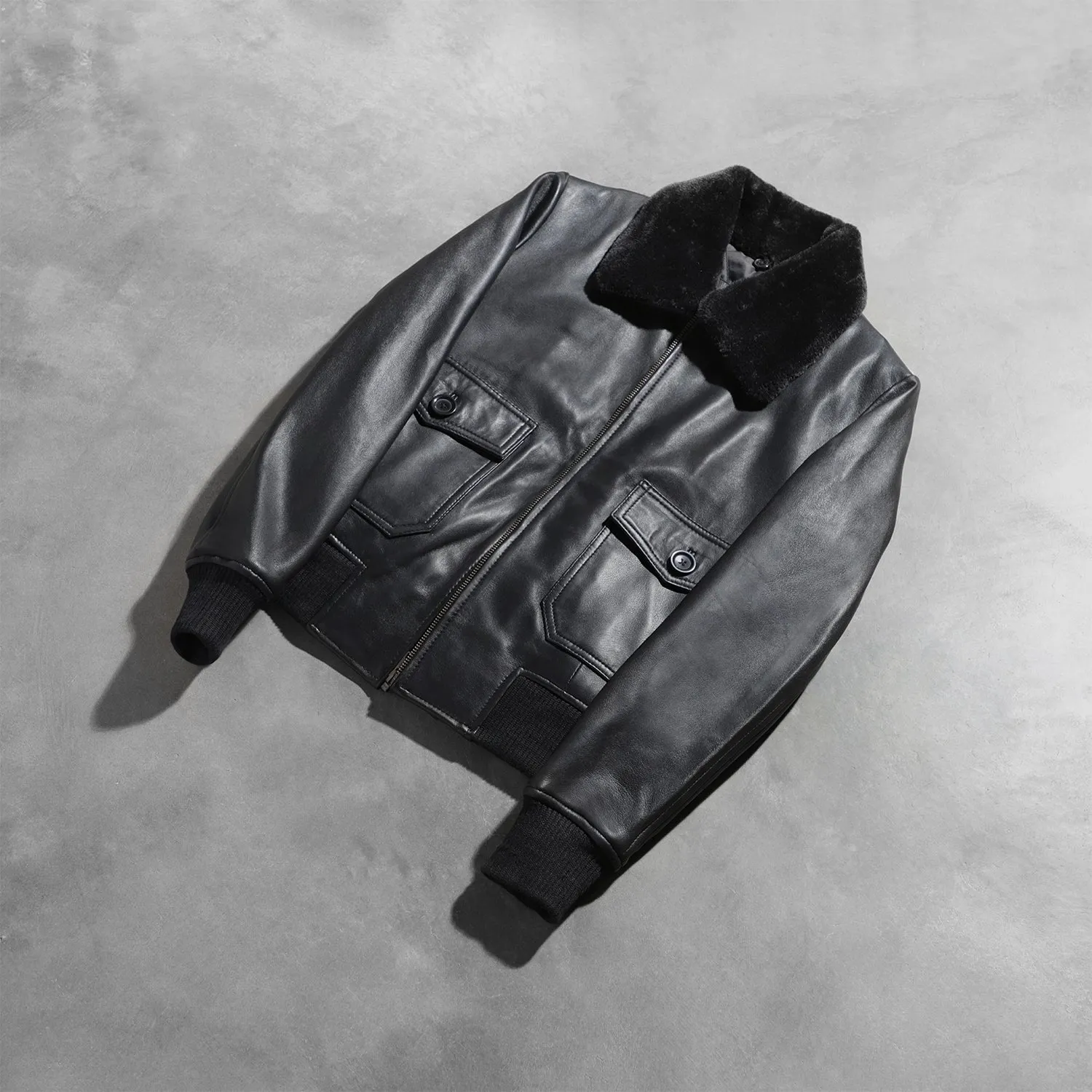 Stella G-1 Black Leather Bomber Jacket