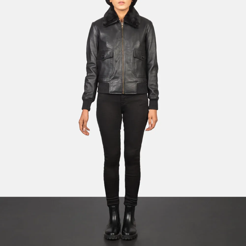 Stella G-1 Black Leather Bomber Jacket