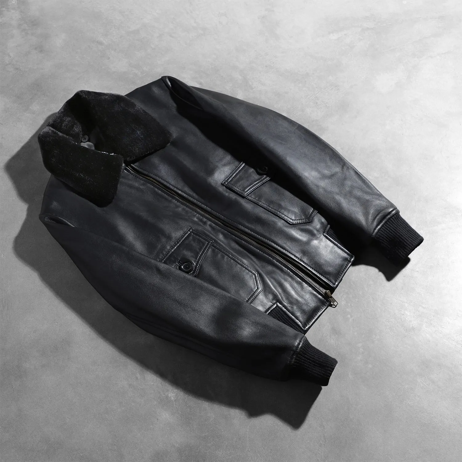 Stella G-1 Black Leather Bomber Jacket