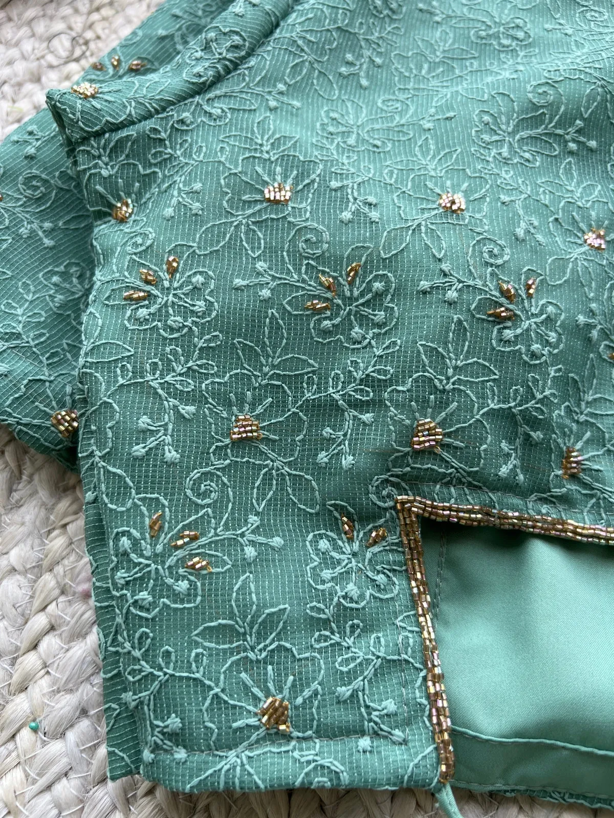 Turquoise embedded hand worked blouse