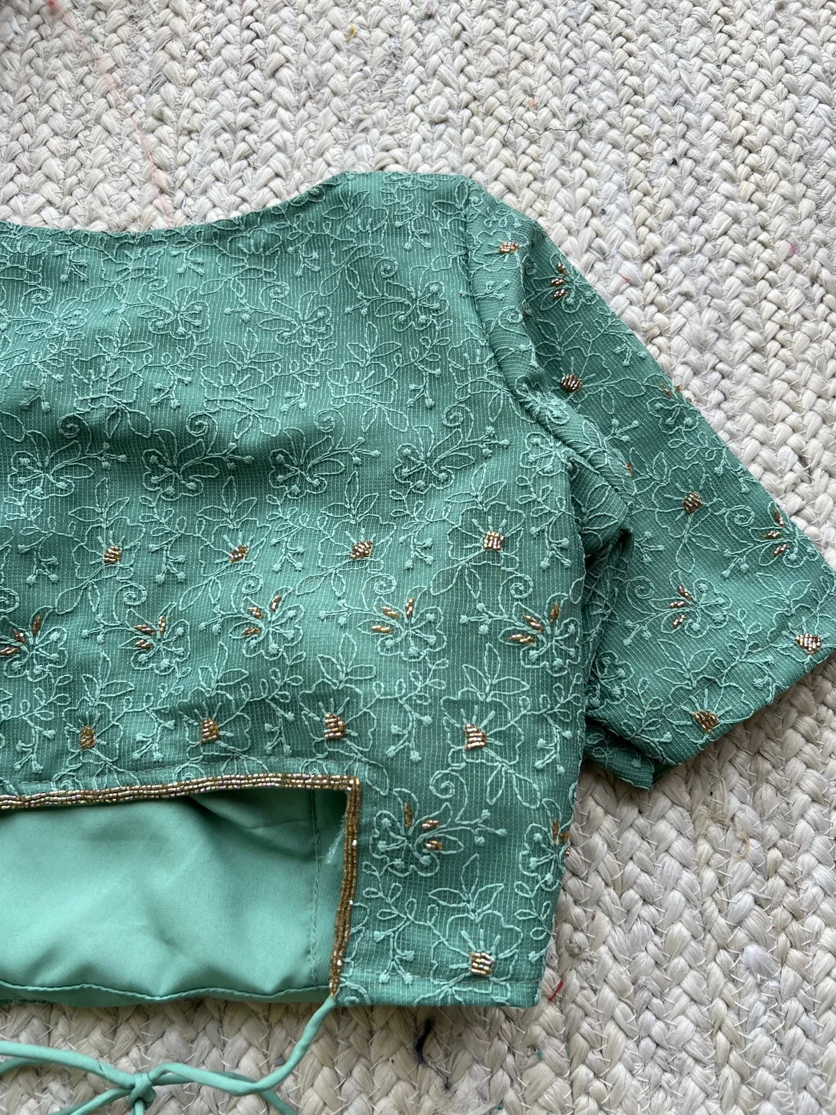 Turquoise embedded hand worked blouse