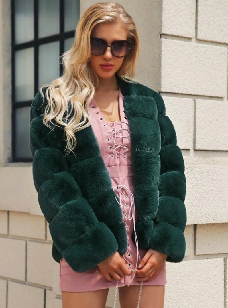 Women Fur Rabbit Fur Coat Short Fur Coat Cross Ditch